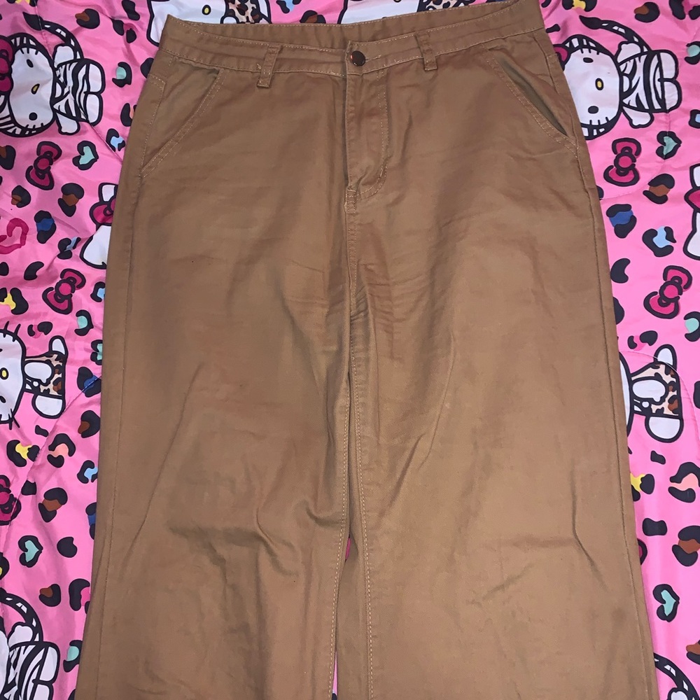 ADJUSTABLE ANKLE KHAKI PANTS